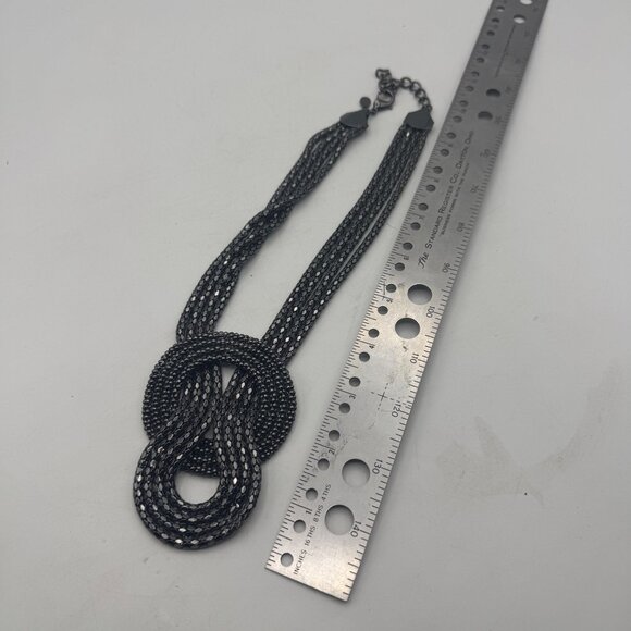 Express Black Knot Box Chain Necklace Bold Statement - Picture 5 of 6